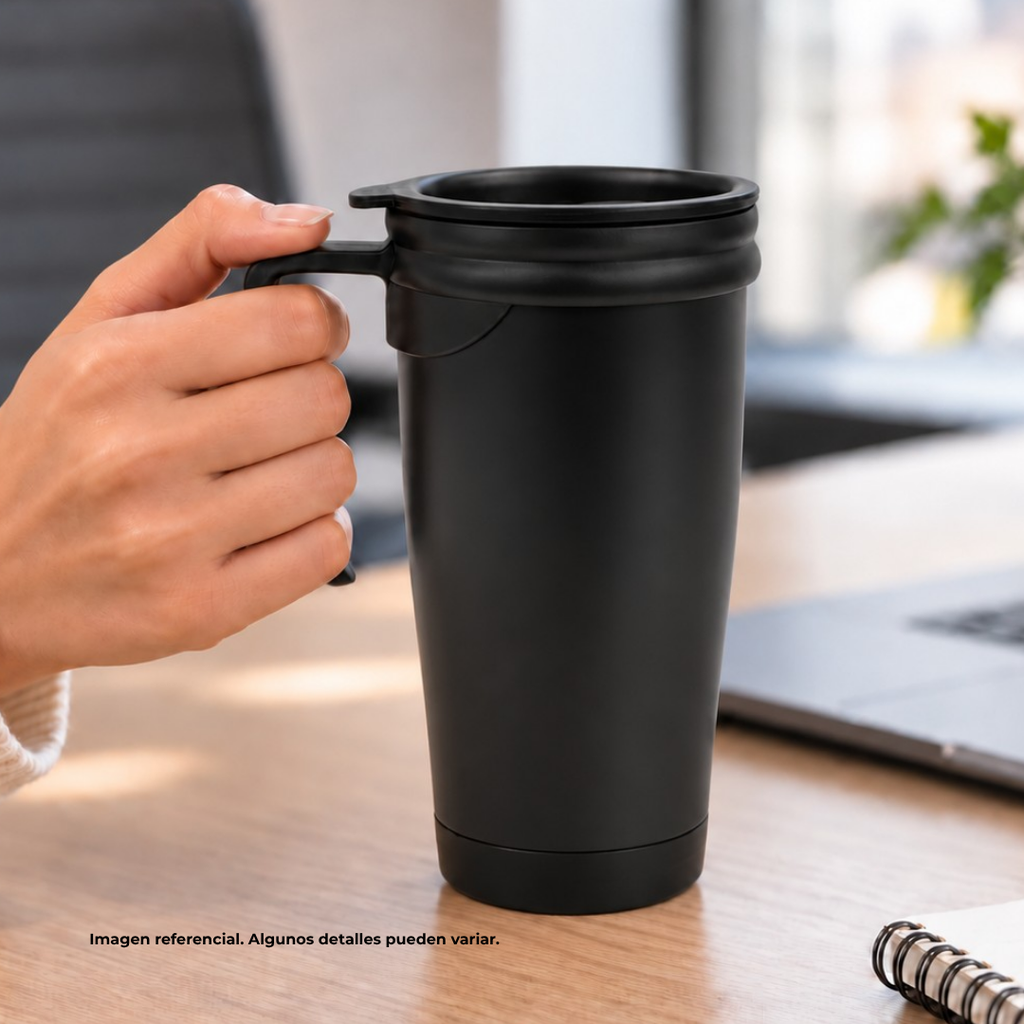 Taza, Acero Inoxidable, Negro Mate, 450 Ml Dull Con , Interior Plastico  