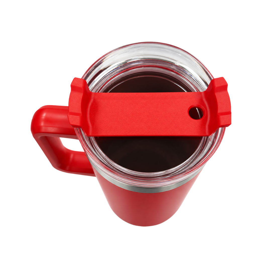 Taza, Acero Inoxidable, rojo mate, 40 oz, Bold doble pared con pajilla