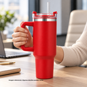 Taza, Acero Inoxidable, rojo mate, 40 oz, Bold doble pared con pajilla