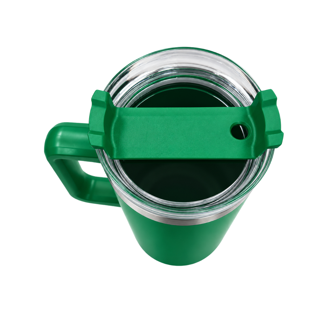 Taza, Acero Inoxidable, verde mate, 40 oz, Bold doble pared con pajilla
