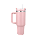 Taza, Acero Inoxidable, rosado mate, 40 Oz Bold doble pared interior plástica, tapa y pajilla