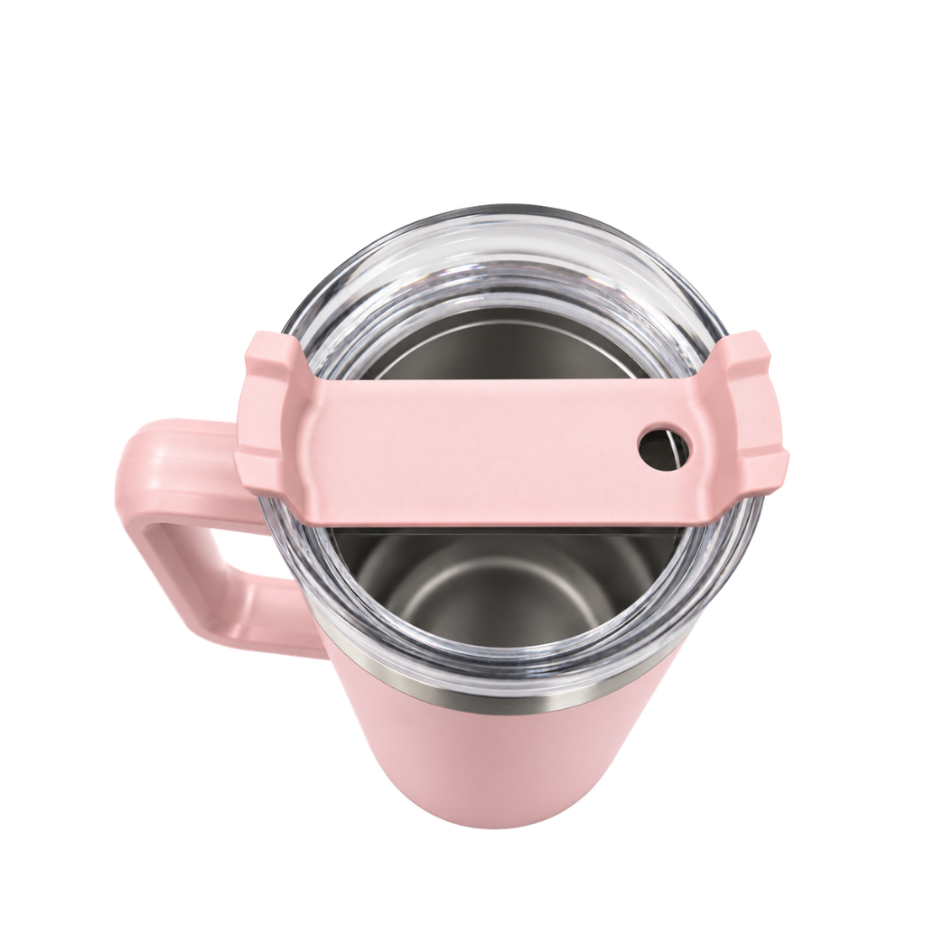 Taza, Acero Inoxidable, rosado mate, 40 Oz Bold doble pared interior plástica, tapa y pajilla