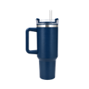 taza, acero inoxidable, azul mate, 40 oz Bold doble pared interior plástica, tapa y pajilla