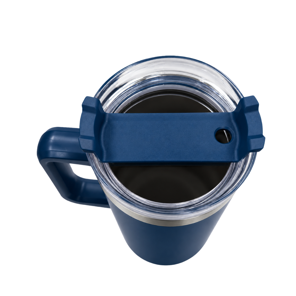 taza, acero inoxidable, azul mate, 40 oz Bold doble pared interior plástica, tapa y pajilla