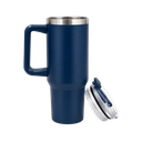 taza, acero inoxidable, azul mate, 40 oz Bold doble pared interior plástica, tapa y pajilla