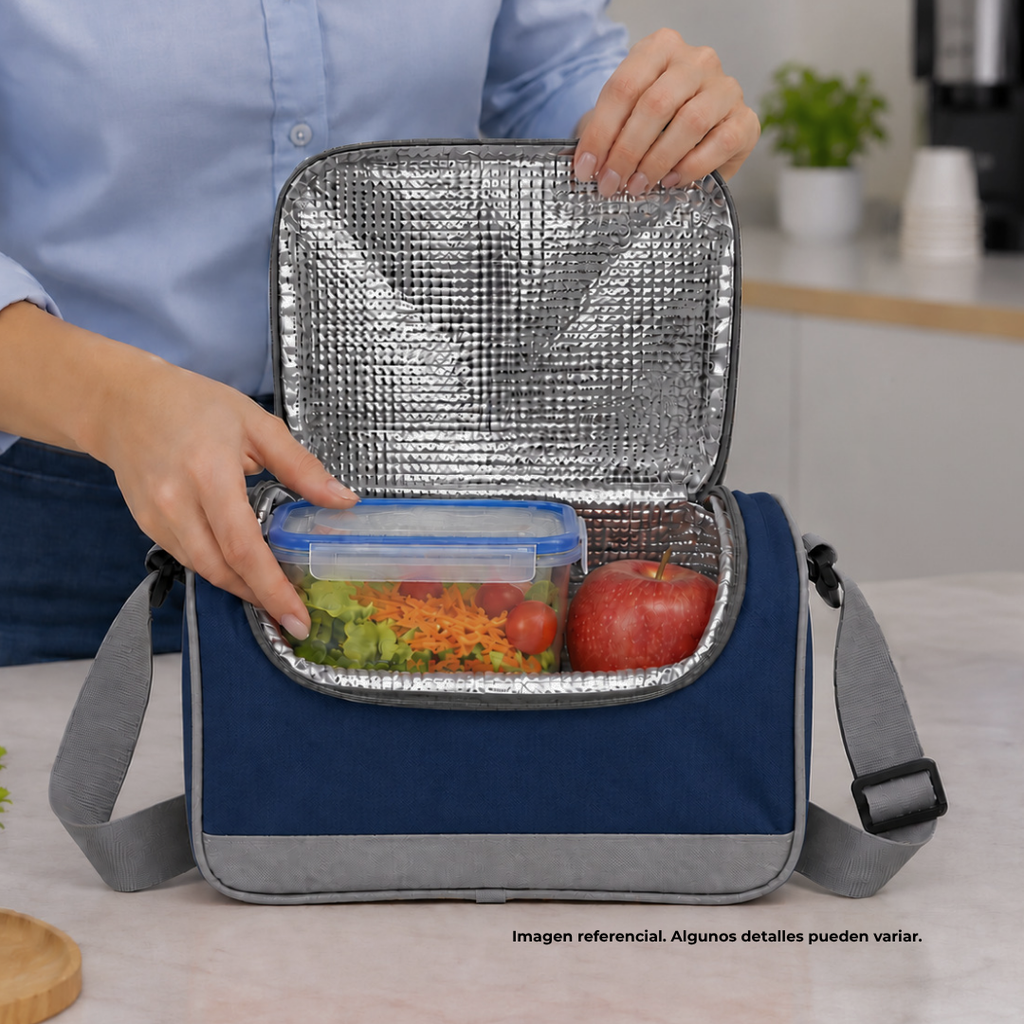 LONCHERA, OXFORD, AZUL NAVY, 29*15*20 cm, CLEAR ALUMINIZADA