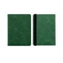 PORTA PASAPORTE, IMITACION CUERO, VERDE, 15*11 cm, con identificador de maletas 11*7 cm en caja negra de regalo