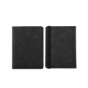 PORTA PASAPORTE, IMITACION CUERO, NEGRO, 15*11 cm, con identificador de maletas 11*7 cm en caja negra de regalo