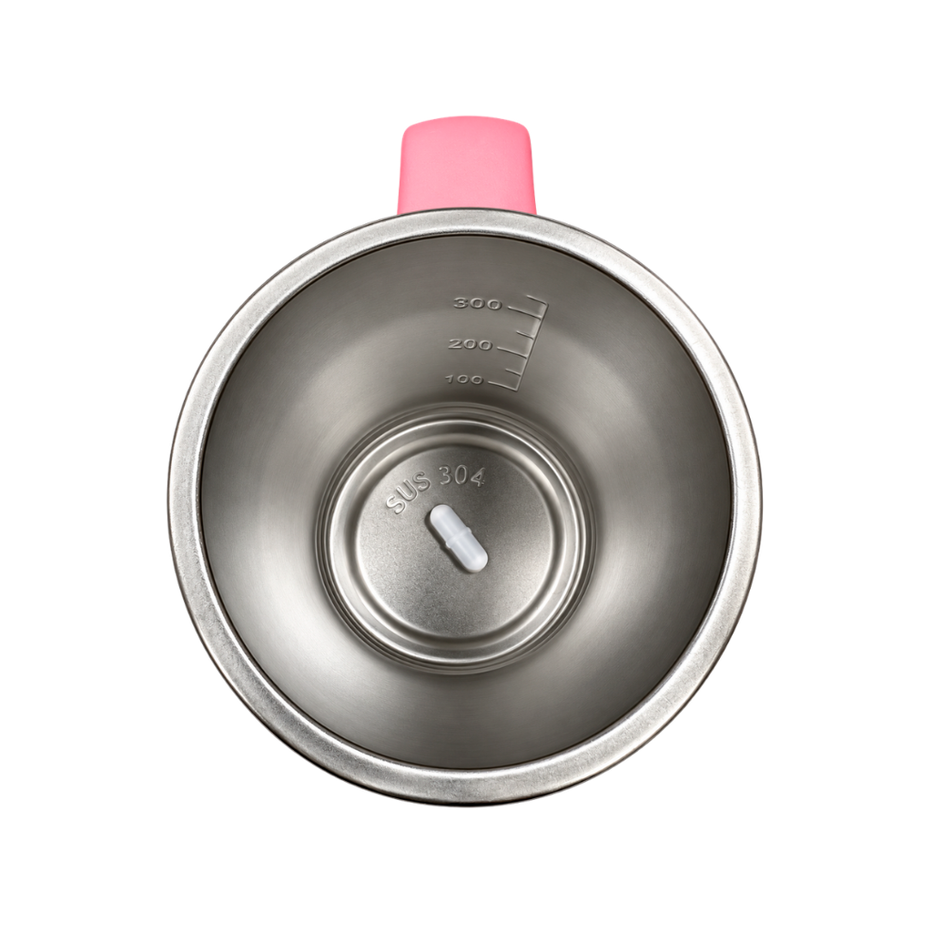 TAZA, ACERO INOXIDABLE, ROSADO, 12.5x9x13. 5cm cm, 400 ML DOBLE PARED CON AGITADOR MAGNÉTICO