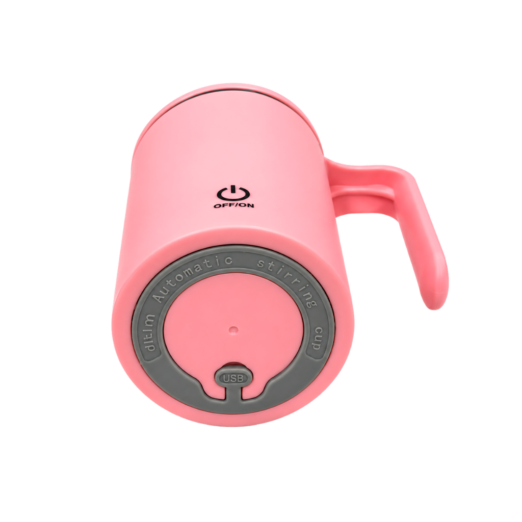 TAZA, ACERO INOXIDABLE, ROSADO, 12.5x9x13. 5cm cm, 400 ML DOBLE PARED CON AGITADOR MAGNÉTICO