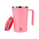 TAZA, ACERO INOXIDABLE, ROSADO, 12.5x9x13. 5cm cm, 400 ML DOBLE PARED CON AGITADOR MAGNÉTICO