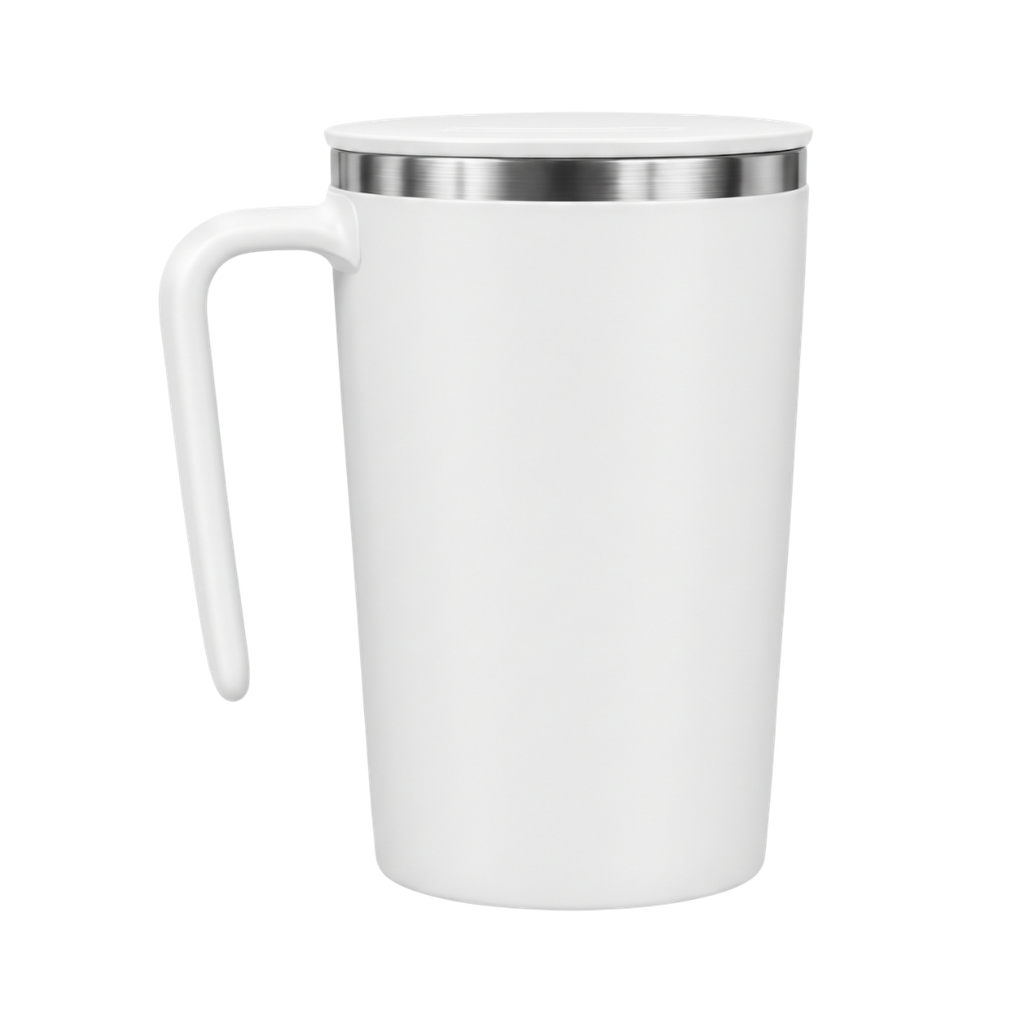 Taza Acero Inoxidable blanco 13*9 cm doble pared con agitador magnetico