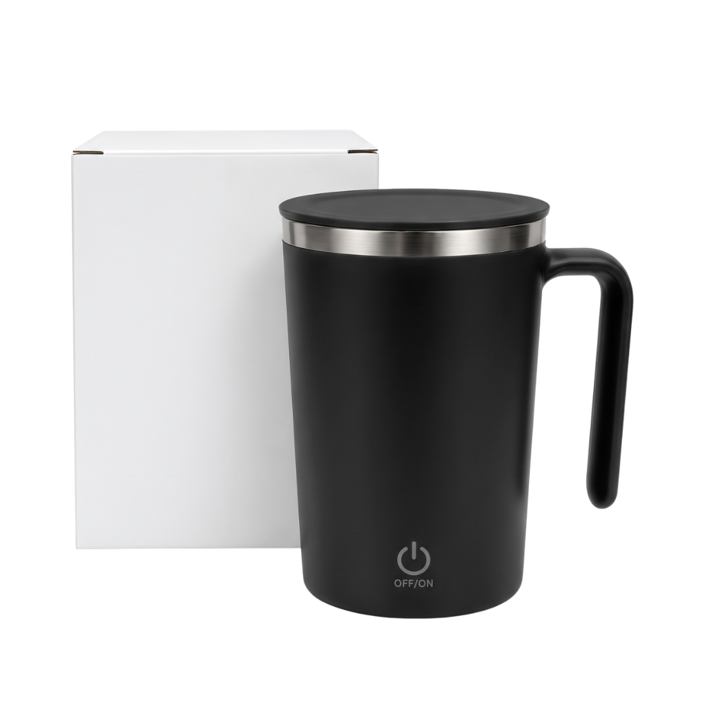 TAZA, ACERO INOXIDABLE, NEGRO, 12.5x9x13. 5cm cm, 400 ML DOBLE PARED CON AGITADOR MAGNÉTICO