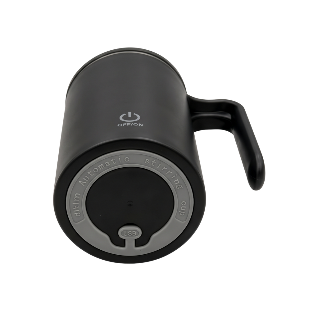 TAZA, ACERO INOXIDABLE, NEGRO, 12.5x9x13. 5cm cm, 400 ML DOBLE PARED CON AGITADOR MAGNÉTICO