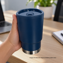 VASO, PLÁSTICO, AZUL OSCURO, 380 ml, Basic 6.5*8*13cm  base de acero