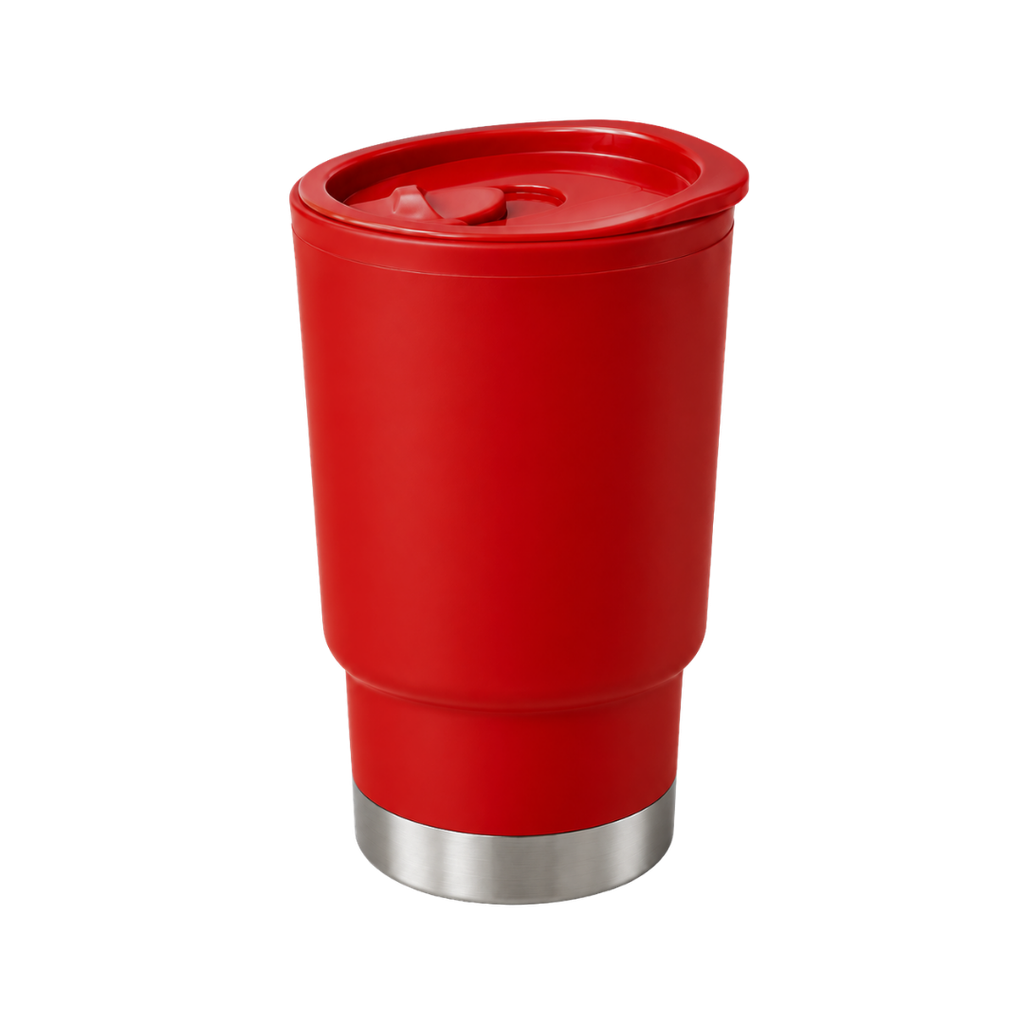 VASO, PLÁSTICO, ROJO, 380 ml, Basic 6.5*8*13cm  base de acero
