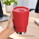 VASO, PLÁSTICO, ROJO, 380 ml, Basic 6.5*8*13cm  base de acero