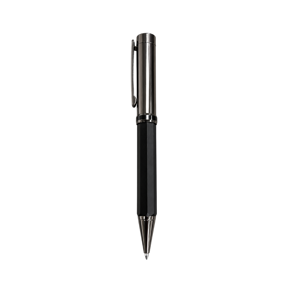 SET EJECUTIVO, ACERO INOXIDABLE, NEGRO, 380 ml, termo doble pared en set con libreta PU A5 y lapicero de metal en caja negra de regalo