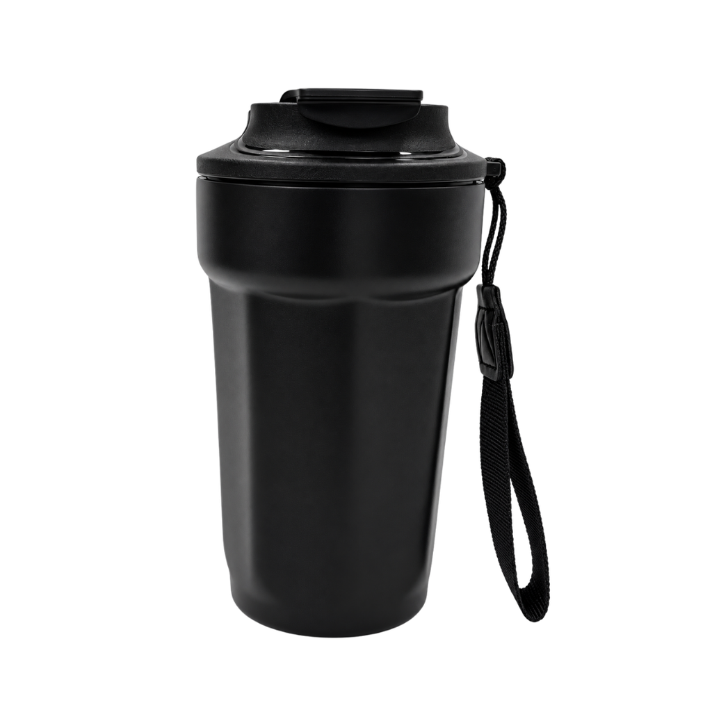 SET EJECUTIVO, ACERO INOXIDABLE, NEGRO, 380 ml, termo doble pared en set con libreta PU A5 y lapicero de metal en caja negra de regalo