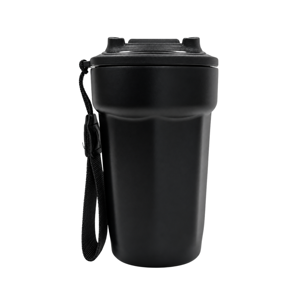 SET EJECUTIVO, ACERO INOXIDABLE, NEGRO, 380 ml, termo doble pared en set con libreta PU A5 y lapicero de metal en caja negra de regalo