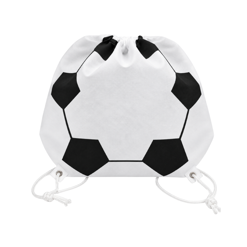 mochila, tela ecológica, blanco, 43*36 centimetros, diseño pelota