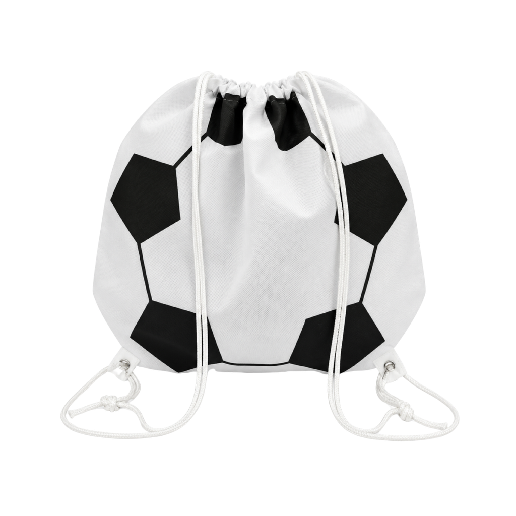mochila, tela ecológica, blanco, 43*36 centimetros, diseño pelota