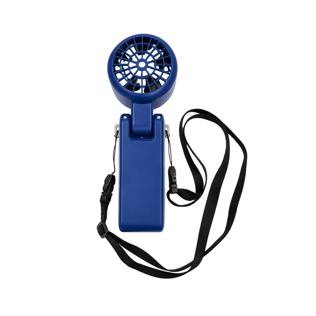 VENTILADOR, PLÁSTICO, AZUL OSCURO, 5.2 *5.9 *17.2 cm, RIBAND CON CINTA Y CABEZA MÓVIL