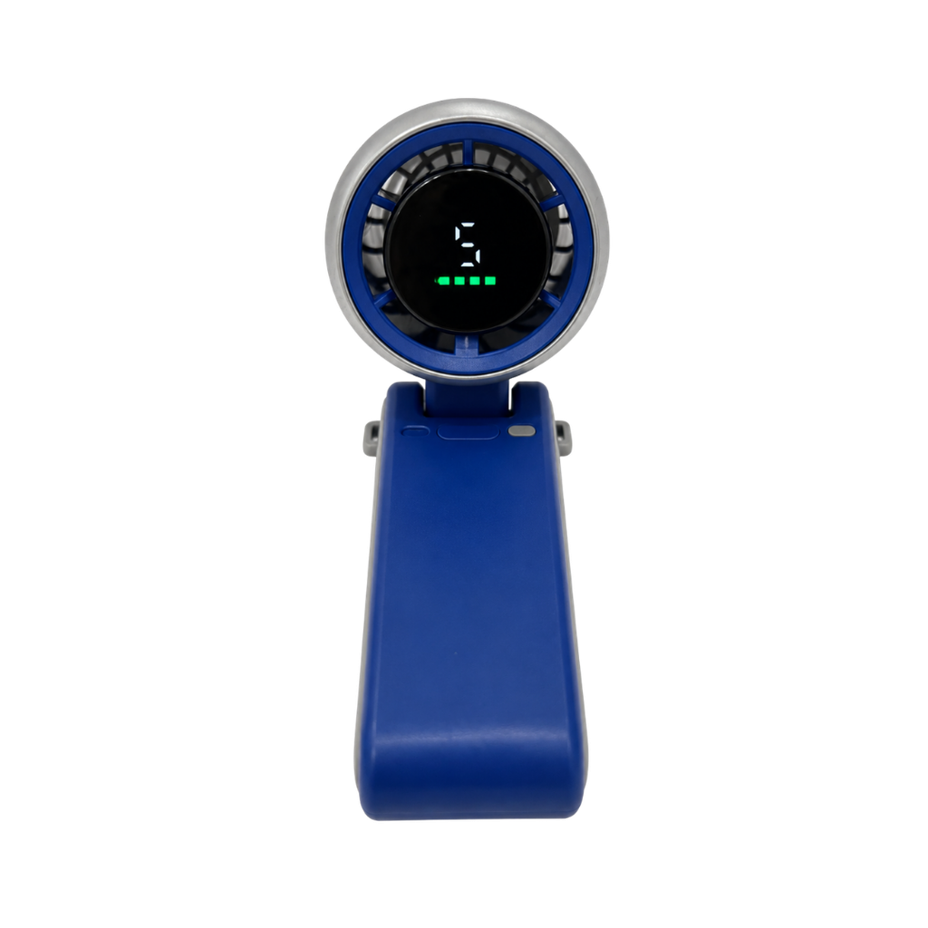 VENTILADOR, PLÁSTICO, AZUL OSCURO, 5.2 *5.9 *17.2 cm, RIBAND CON CINTA Y CABEZA MÓVIL