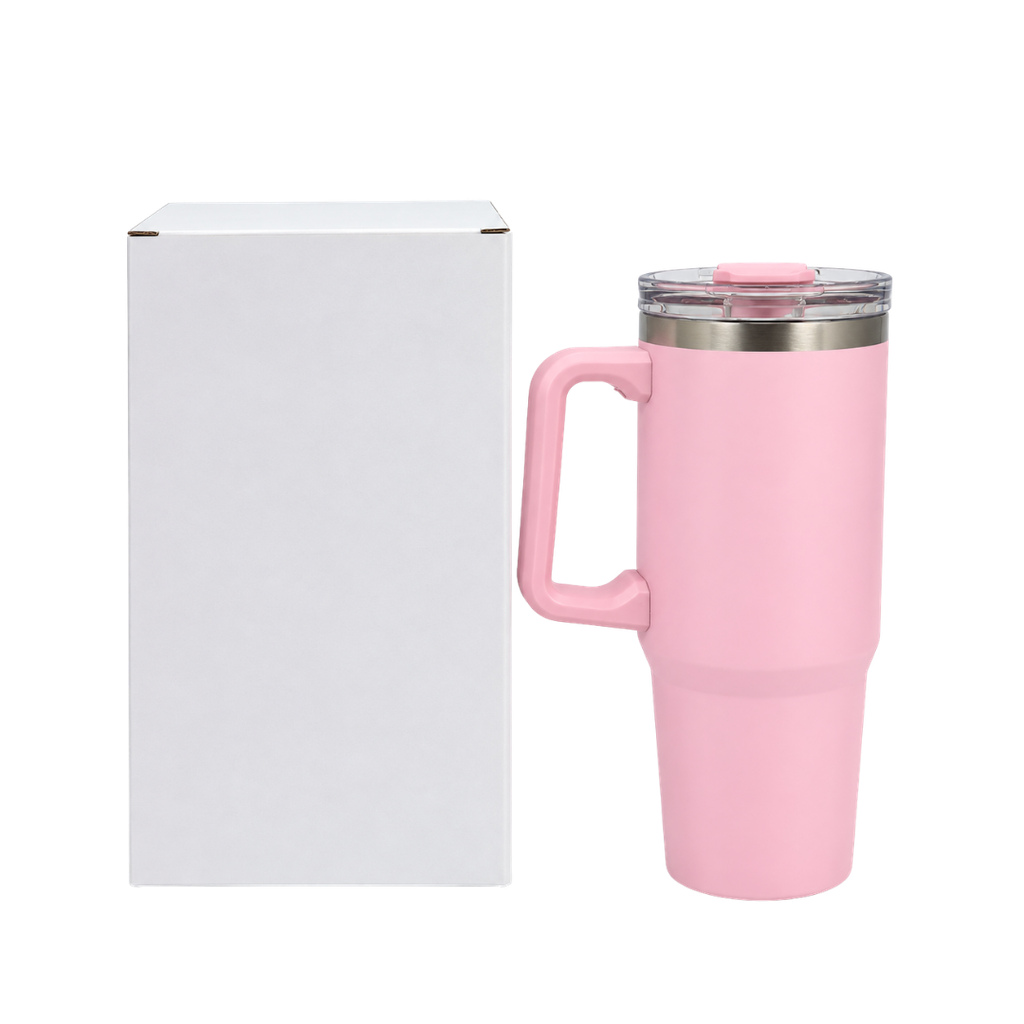 TAZA ACERO INOXIDABLE ROSADO 30 oz Boldys doble pared con pajilla