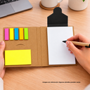 libretas, ecologica de carton, negro, 11*15 centimetros, con lapicero y notas adhesivas