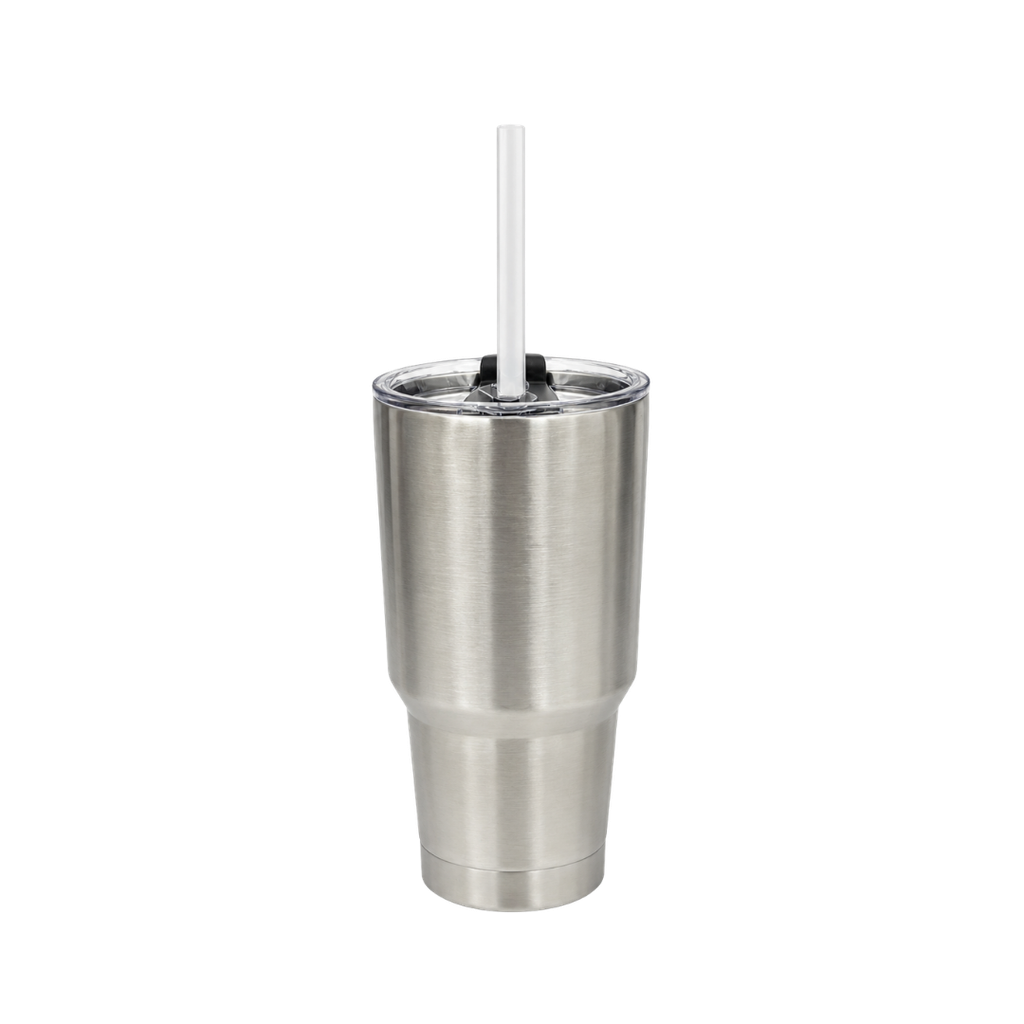 vasos, acero inoxidable, plateado, 30 onzas, termico bajo en brillante plata