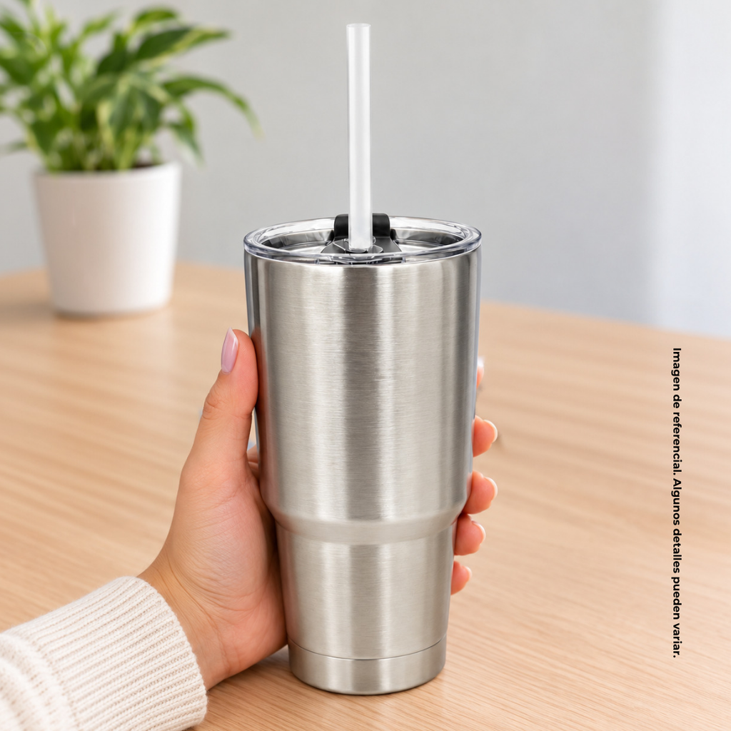 vasos, acero inoxidable, plateado, 30 onzas, termico bajo en brillante plata