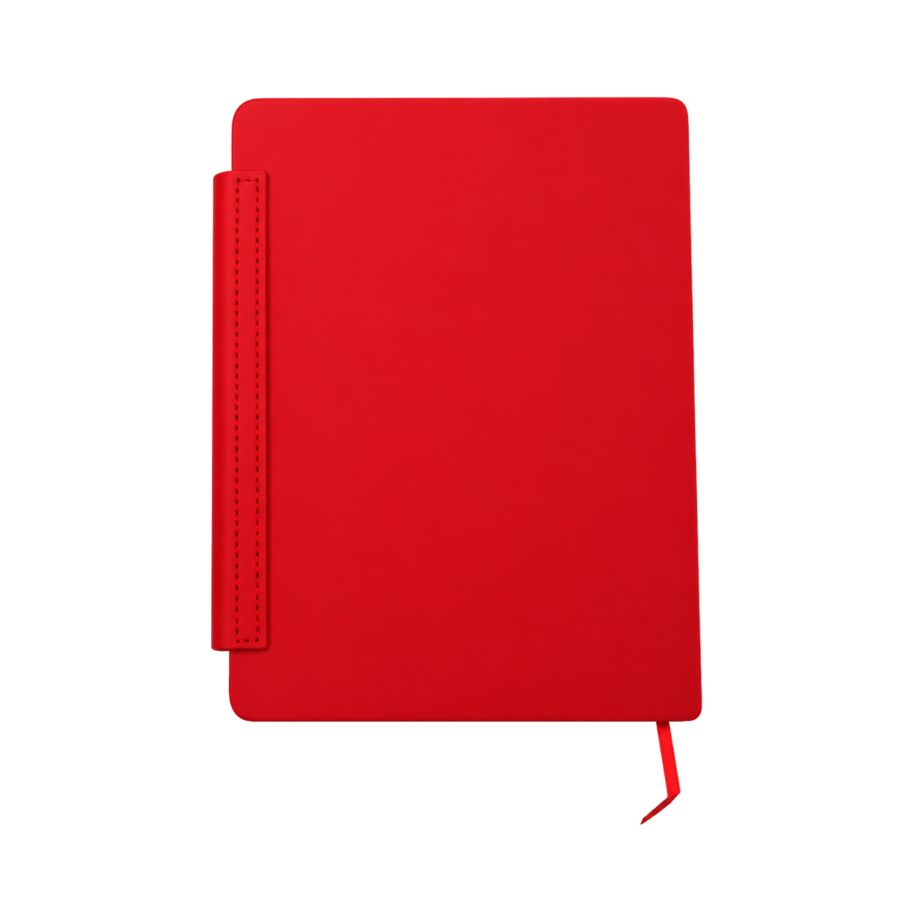LIBRETA, PU, ROJO, 14,8 x 21 cm, Dosier 80 hojas de 70 g. a líneas