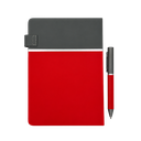 LIBRETA, PU, ROJO, 14,8 x 21 cm, Double 80 hojas 70 g. a líneas cierre magnético y cenefa gris con lapicero