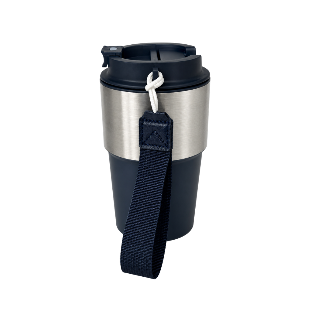 VASO, ACERO INOXIDABLE, AZUL OSCURO, 400 ml, Kofi doble pared con tapa de conveniencia
