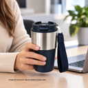 VASO, ACERO INOXIDABLE, AZUL OSCURO, 400 ml, Kofi doble pared con tapa de conveniencia