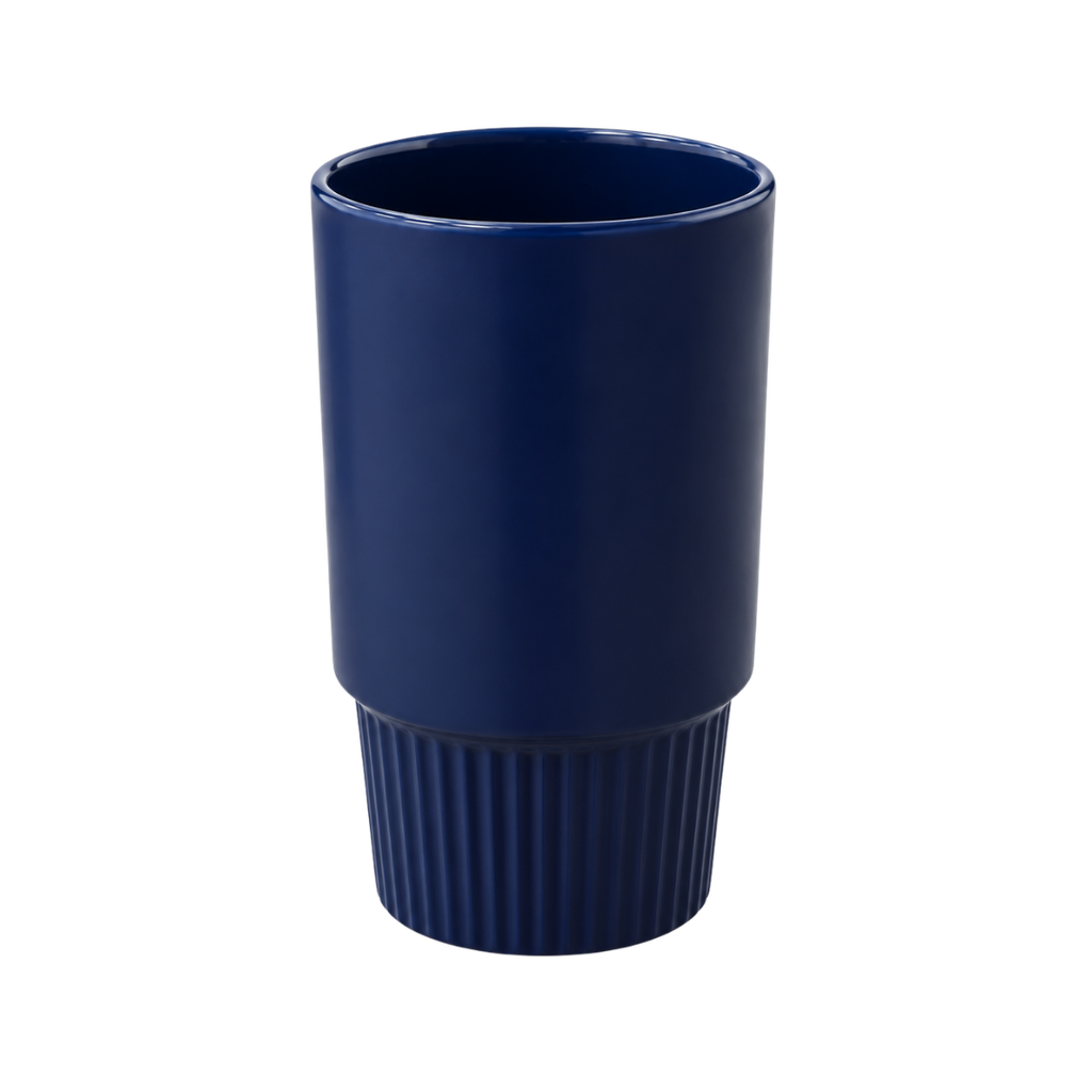 TAZA, CERÁMICA, AZUL MARINO, 16 oz, para carro  , sin tapa, sin recubrimiento, acabado mate.