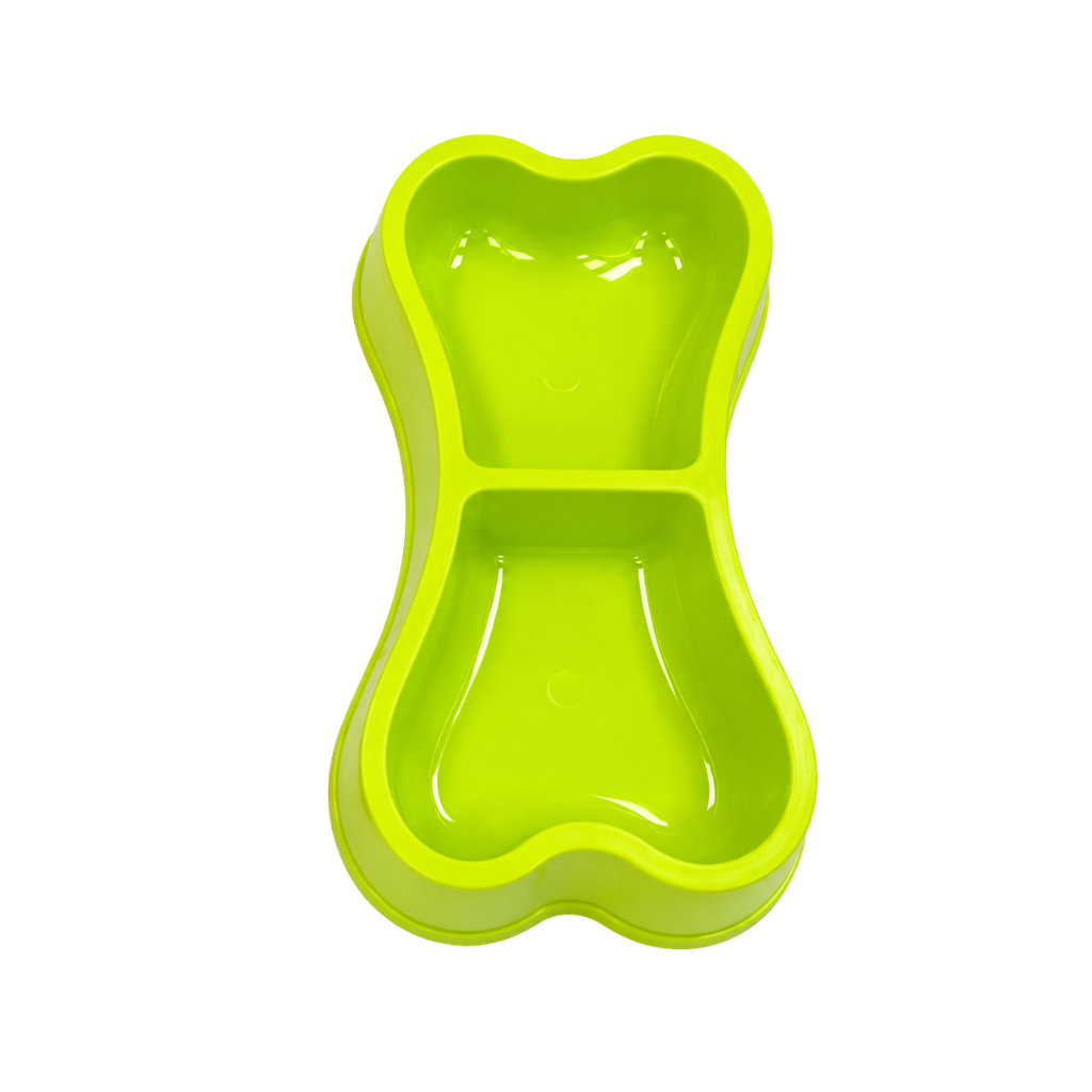 plato, plástico, verde, 13*24.2*3.2 centimetros, dos divisiones forma hueso