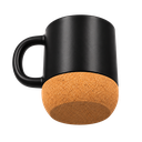 tazas, cerámica, negro, 8.5*9*10 centimetros, con tapa plastica y base de corcho 12 oz