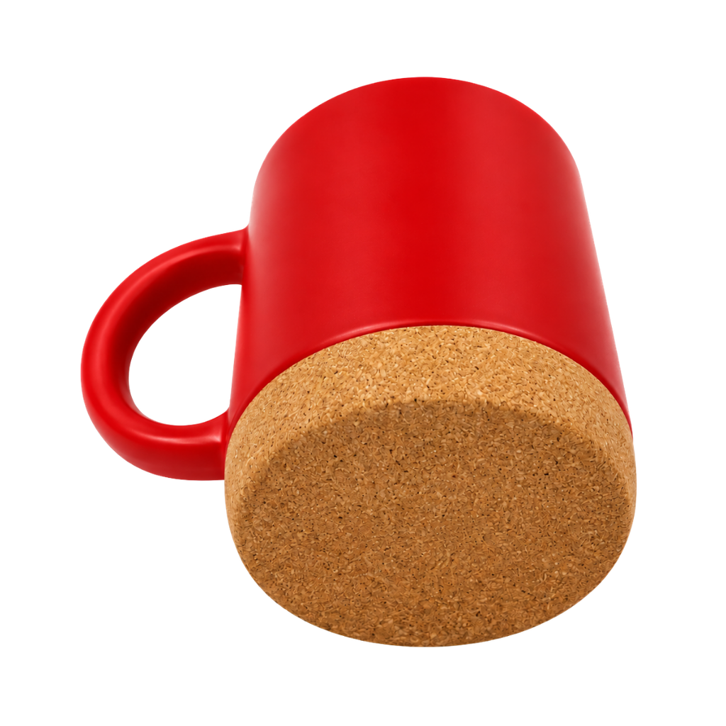 Taza, Cerámica, Rojo, 450 Ml Country , 8*11.5cm Base De Corcho Sin Tapa