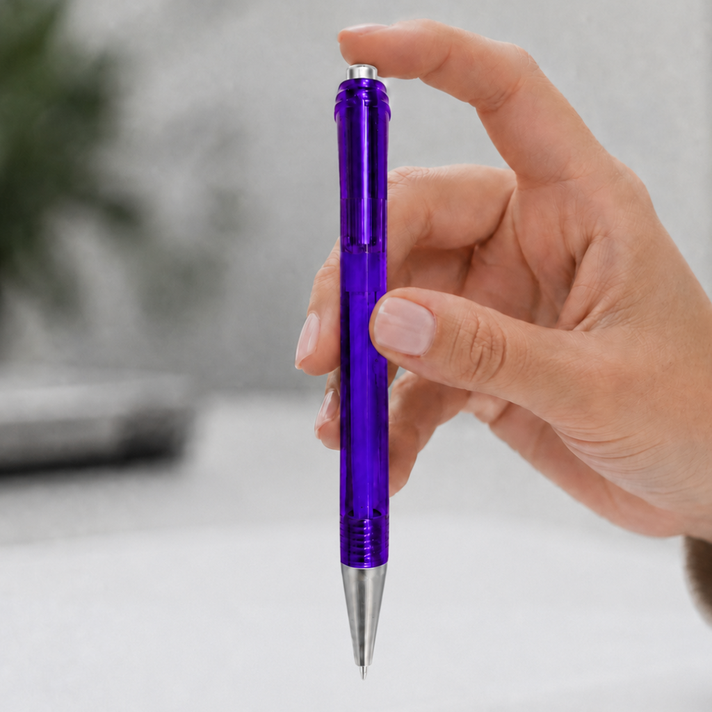 lapiceros, plástico, morado, 14 centimetros, cristal