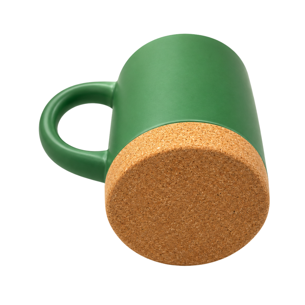 Taza, Cerámica, Verde, 450 Ml Country , 8*11.5cm Base De Corcho Sin Tapa