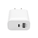 ADAPTADOR, PLÁSTICO, BLANCO, PARA CARGA CON ENTRADA C Y USB
