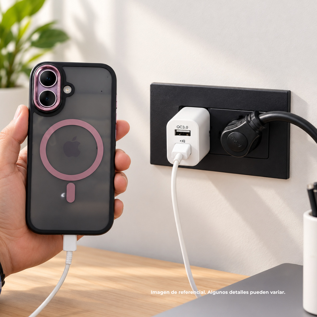 ADAPTADOR, PLÁSTICO, BLANCO, PARA CARGA CON ENTRADA C Y USB