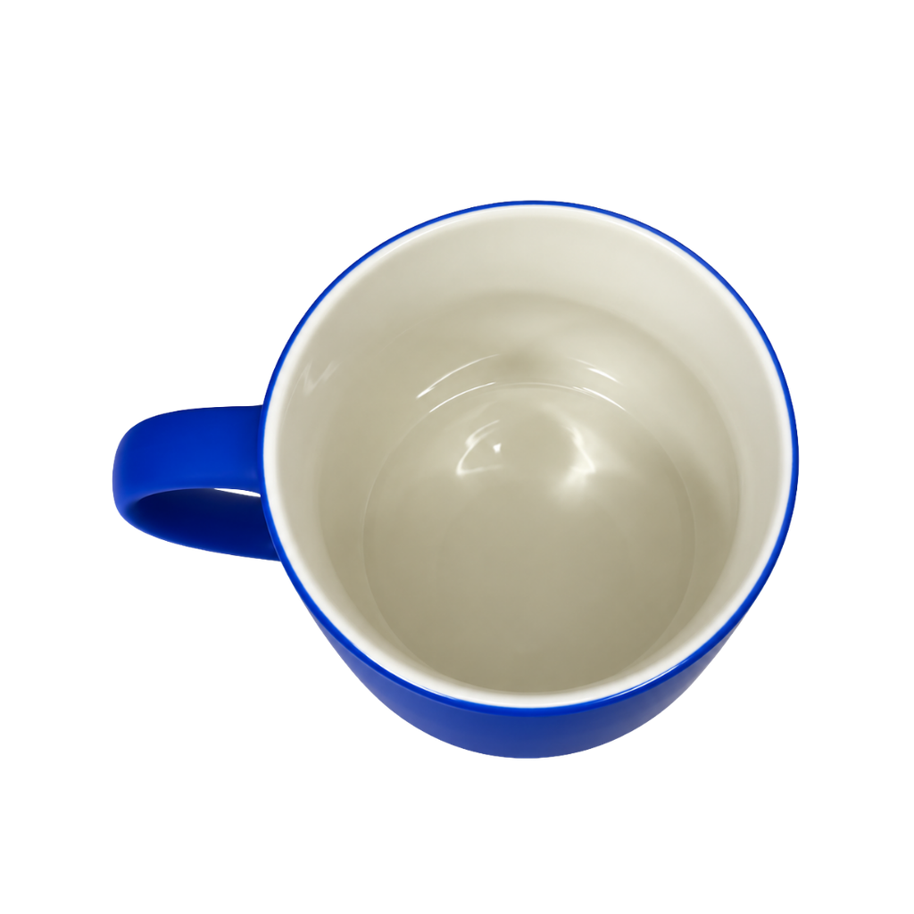 TAZA, CERÁMICA, AZUL REFLEX, 16 oz, SOFT TOUCH TROLL INTERIOR BLANCO