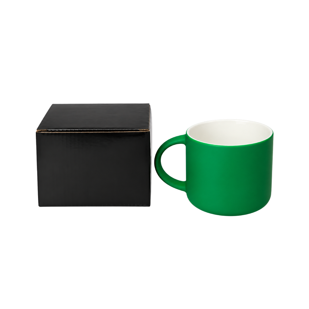 TAZA, CERÁMICA, VERDE, 16 oz, SOFT TOUCH TROLL INTERIOR BLANCO.