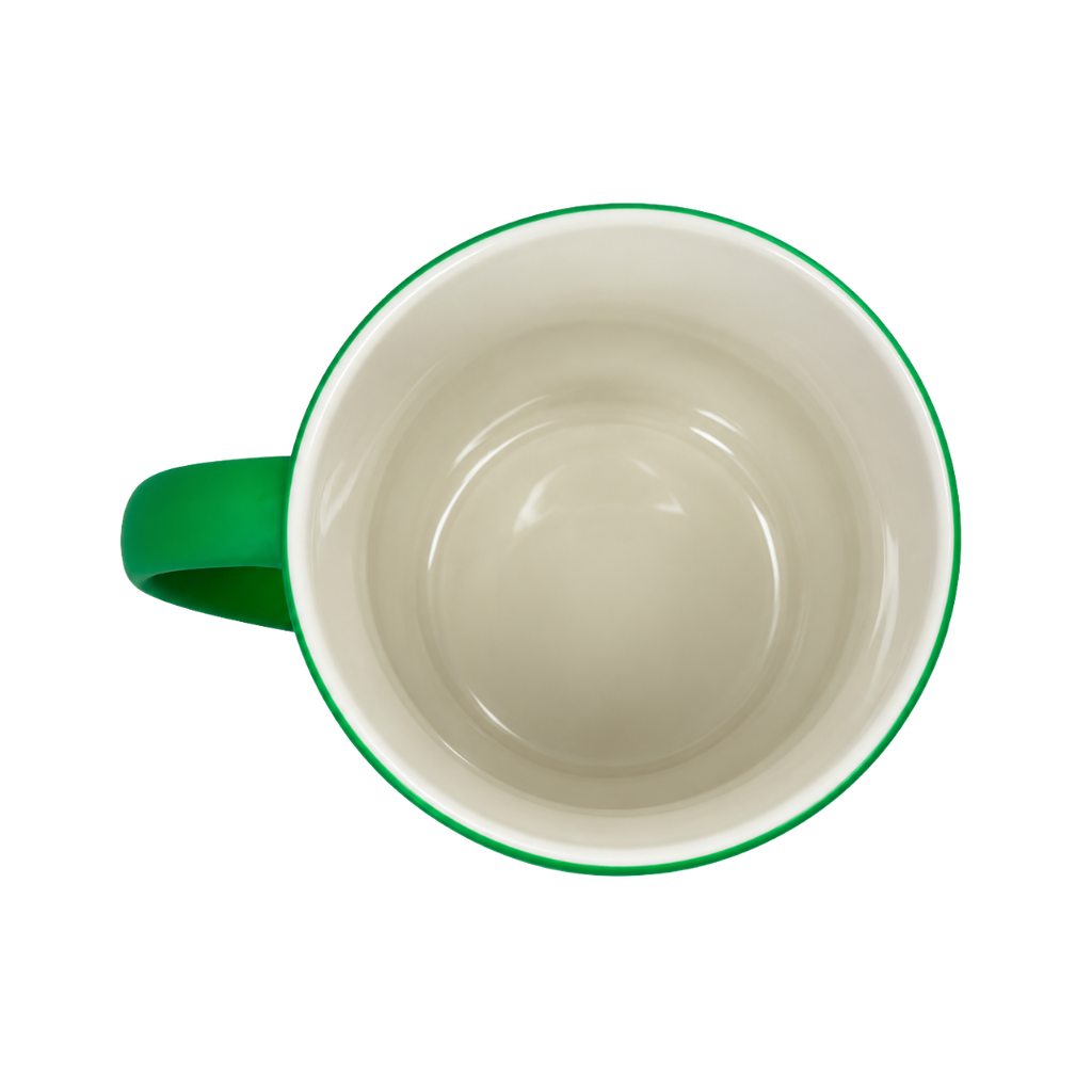 TAZA, CERÁMICA, VERDE, 16 oz, SOFT TOUCH TROLL INTERIOR BLANCO.