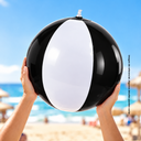 pelotas, pvc, negro, 18 pulgadas, con blanco, inflable