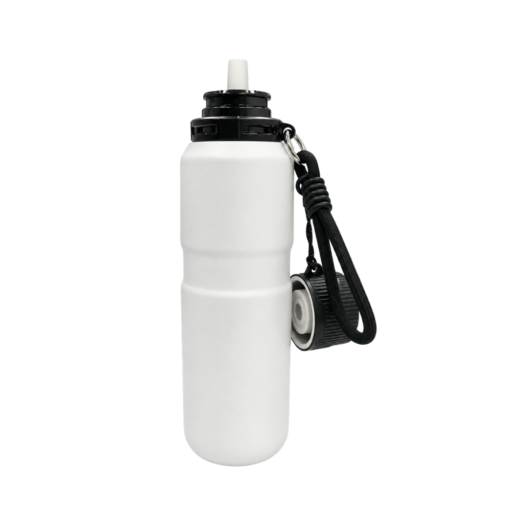 Termo Acero Inoxidable Blanco Mate 650 Ml Tour Doble Pared Con Boquilla De Seguridad