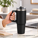 TAZA ACERO INOXIDABLE NEGRO 30 oz BOLDYS DOBLE PARED CON PAJILLA